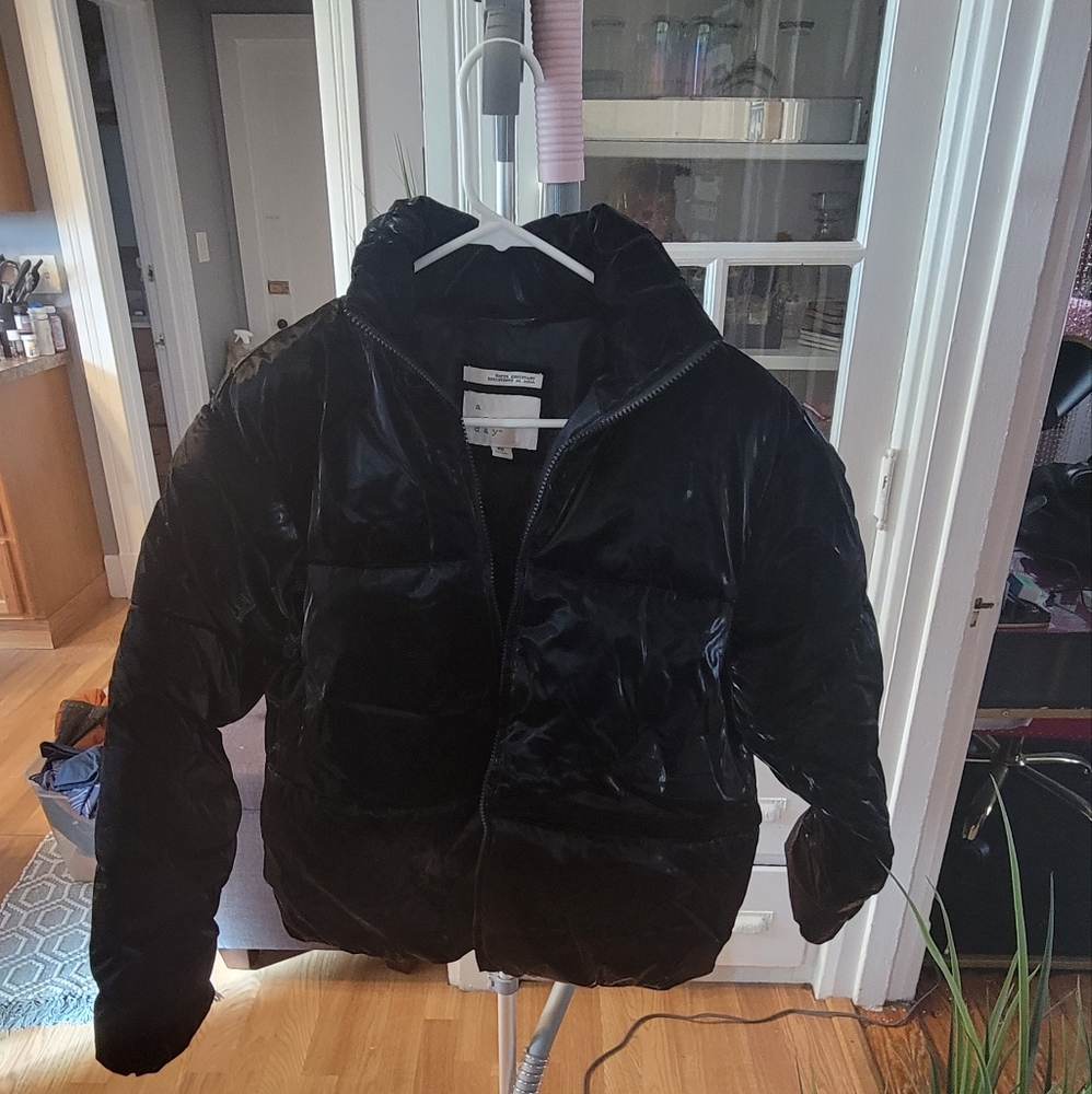 Like New Black Shiny Puff Coat